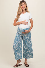 Blue Tropical Wide Leg Maternity Pants