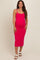Fuchsia Fitted Spaghetti Strap Maternity Midi Dress