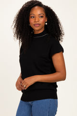 Black Mock Neck Knit Top