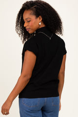 Black Mock Neck Knit Top