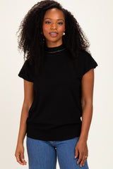 Black Mock Neck Knit Maternity Top