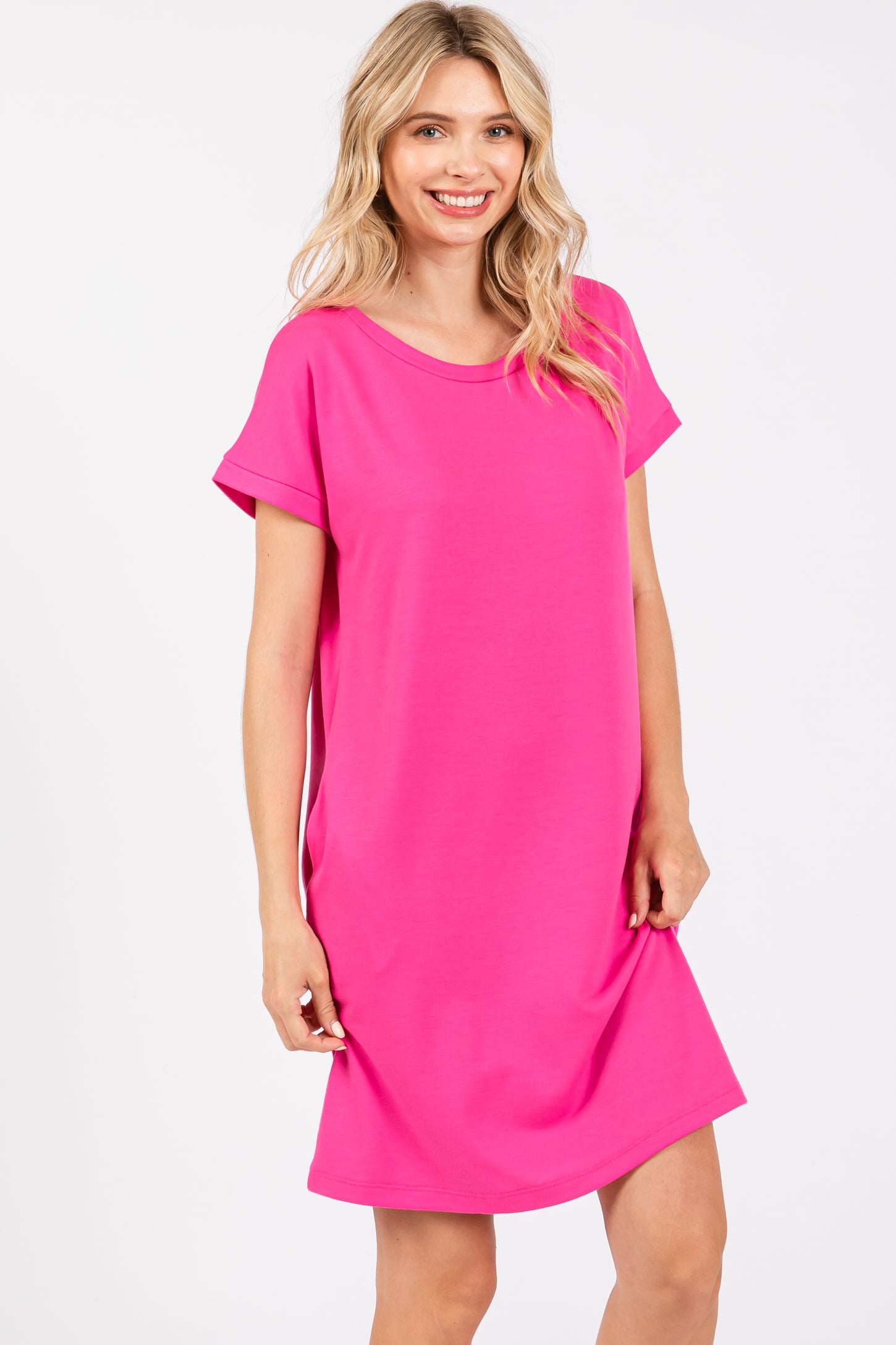 Hot Pink Short Sleeve T-Shirt Dress – PinkBlush Hot Pink Short Sleeve T-Shirt Dress – PinkBlush