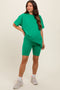 Green Biker Shorts Set