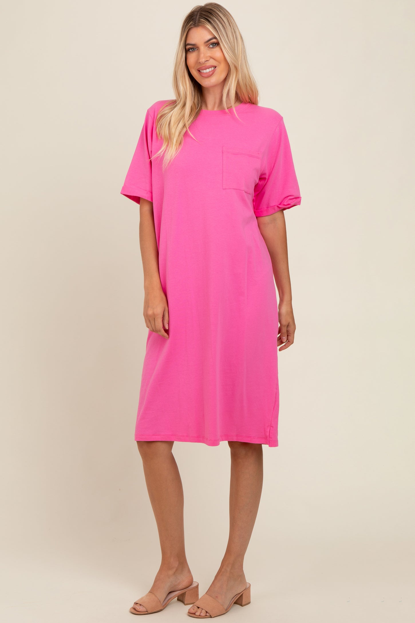 oversized pink shirt dress ASOS DESIGN oversized t-shirt dress in pink
