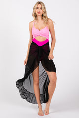 Black Sheer Ruffle Accent Cover Up