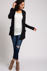 Black Flowy Front Maternity Cardigan