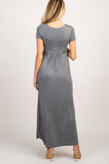 PinkBlush Charcoal Grey Draped Maternity/Nursing Maxi Dress