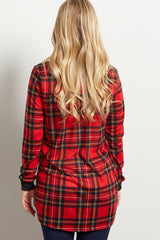 Charcoal Plaid Accent Maternity Top