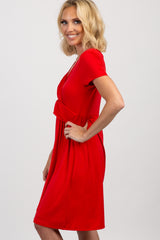 PinkBlush Red Draped Front Nursing Dress