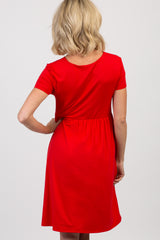 PinkBlush Red Draped Front Nursing Dress