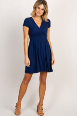 PinkBlush Navy Draped Front Nursing Dress