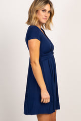 PinkBlush Navy Draped Front Nursing Dress