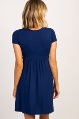 PinkBlush Navy Draped Front Nursing Dress