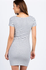 PinkBlush Tall Navy Striped Fitted Short Sleeve Maternity Dress