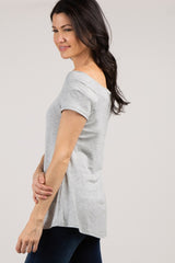 Grey Off Shoulder Short Sleeve Top