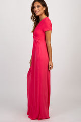 PinkBlush Coral Draped Nursing Wrap Maxi Dress