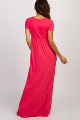 PinkBlush Coral Draped Nursing Wrap Maxi Dress