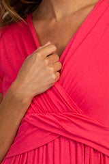 PinkBlush Coral Draped Nursing Wrap Maxi Dress