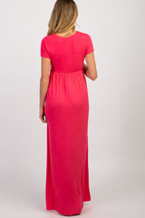 PinkBlush Coral Draped Maternity/Nursing Maxi Dress