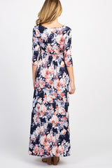 PinkBlush Navy Floral Maternity/Nursing Wrap Dress