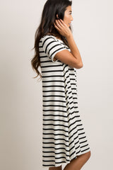 Black Striped Short Sleeve Dress