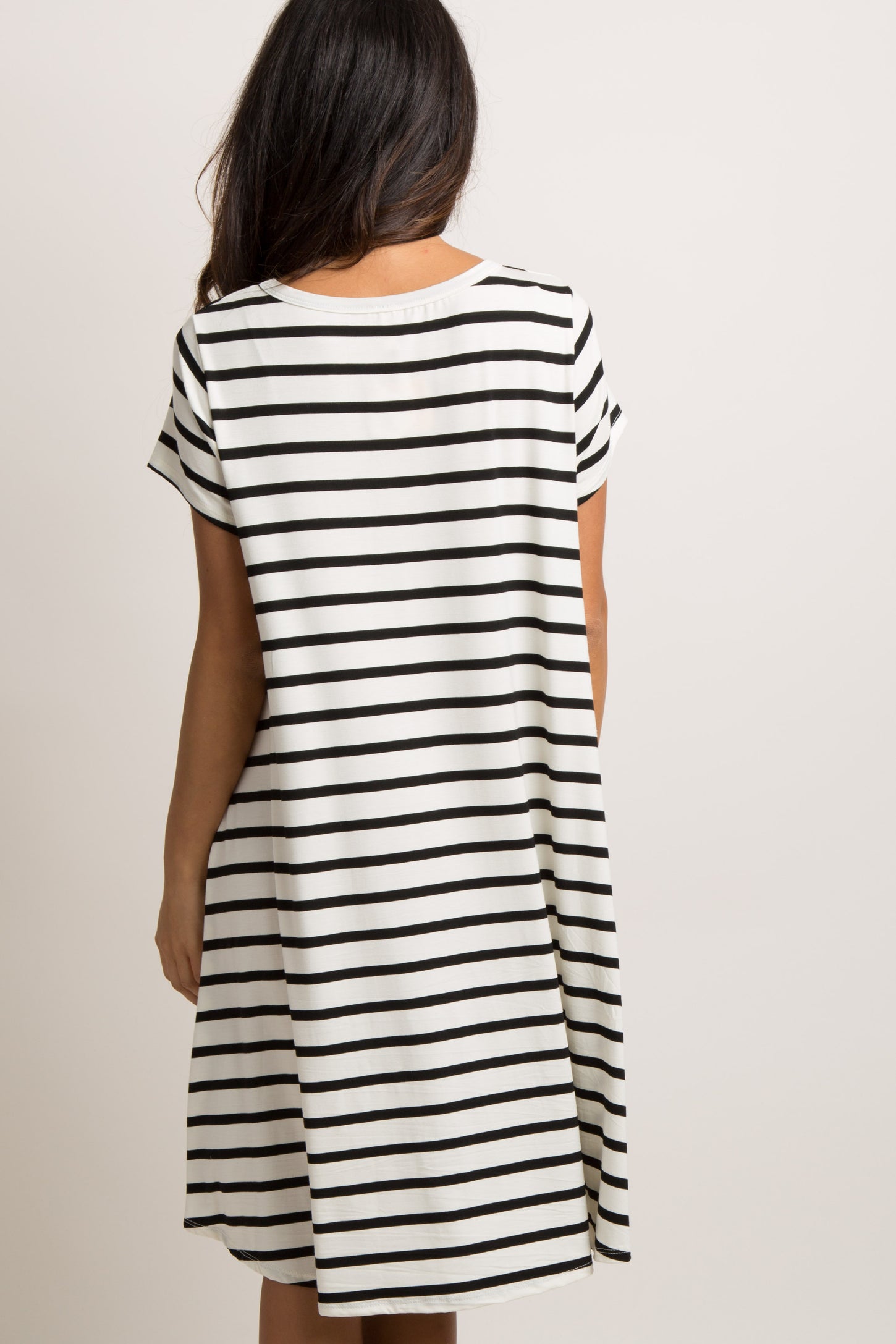 Black Striped Short Sleeve Dress