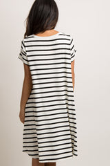 Black Striped Short Sleeve Dress