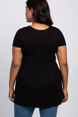 PinkBlush Black Draped Front Plus Maternity/Nursing Top