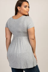 PinkBlush Grey Draped Front Plus Size Nursing Top