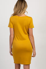 PinkBlush Yellow Fitted Short Sleeve Maternity Dress