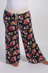 Navy Floral Drawstring Plus Pajama Pants