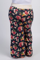 Navy Floral Drawstring Plus Pajama Pants