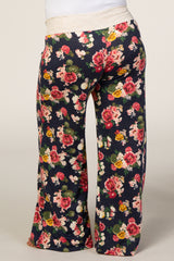 Navy Floral Drawstring Plus Maternity Pajama Pants