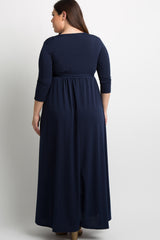 PinkBlush Navy Blue Sash Tie Wrap Plus Maxi Dress