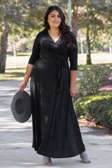 PinkBlush Black Sash Tie Wrap Plus Maxi Dress