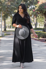 PinkBlush Black Sash Tie Wrap Plus Maxi Dress