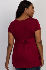 PinkBlush Burgundy Draped Front Plus Maternity/Nursing Top