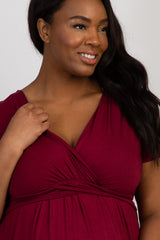 PinkBlush Burgundy Draped Front Plus Maternity/Nursing Top