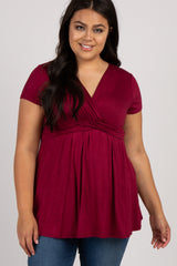 PinkBlush Burgundy Draped Front Plus Nursing Top