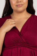PinkBlush Burgundy Draped Front Plus Nursing Top