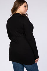 PinkBlush Black Long Sleeve Plus Maternity/Nursing Wrap Top