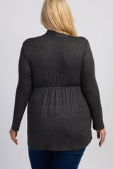 PinkBlush Charcoal Grey Long Sleeve Plus Maternity/Nursing Wrap Top