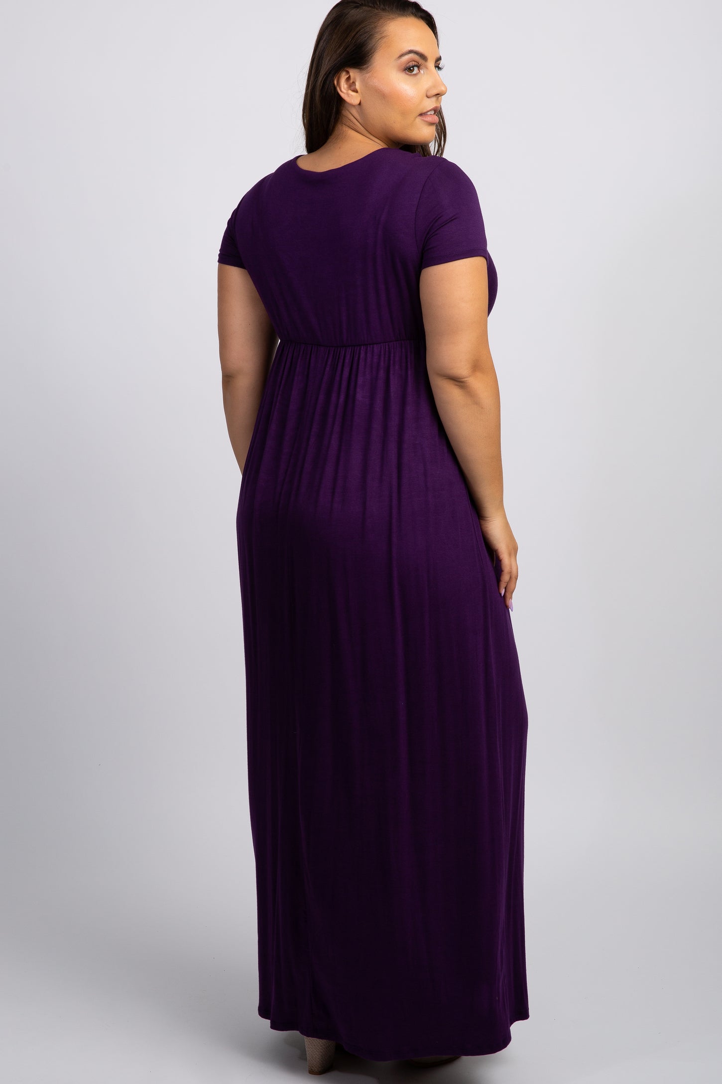 Purple Draped Plus Nursing Maxi Dress
