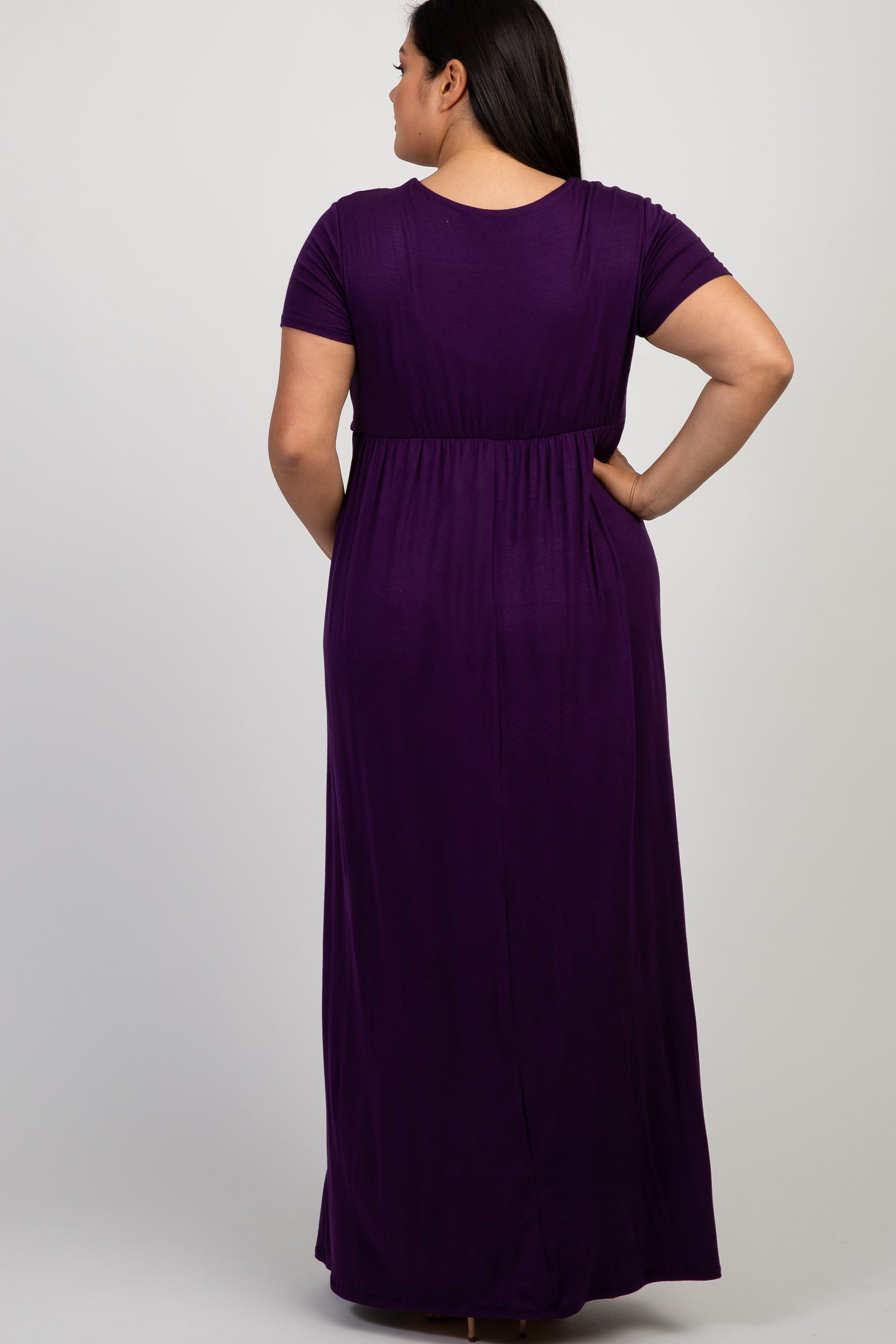 Purple Draped Plus Maternity/Nursing Maxi Dress