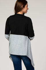 PinkBlush Grey Colorblock Drape Long Sleeve Maternity Cardigan