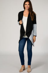 PinkBlush Grey Colorblock Drape Long Sleeve Maternity Cardigan