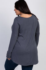 Charcoal Long Sleeve Bamboo Plus Top