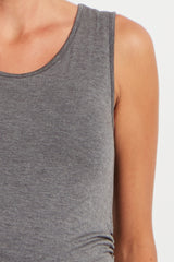 PinkBlush Charcoal Sleeveless Wrap Hem Fitted Maternity Dress