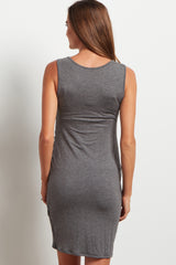 PinkBlush Charcoal Sleeveless Wrap Hem Fitted Maternity Dress