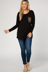 PinkBlush Black Sequin Pocket Maternity Top